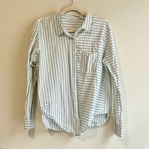 Maurices White and Black Striped Button Down Shirt
